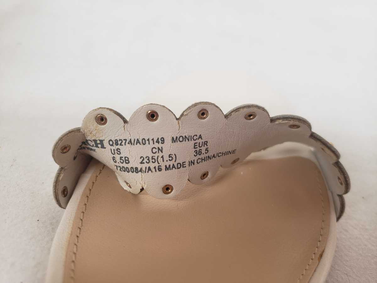 [ beautiful goods ]COACH NEW YORK Coach Q8274/A01149 MONICA HEEL CHALK moni ka sandals heel 6.5B Japan size :23.5cm body only white spring summer 