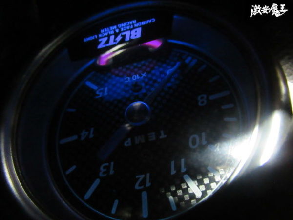 保証付 BLITZ ブリッツ 機械式 TEMP 水温計 油温計 温度計 52Φ 追加メーター カーボンフェイス ブラックライト センサー付 棚O-1