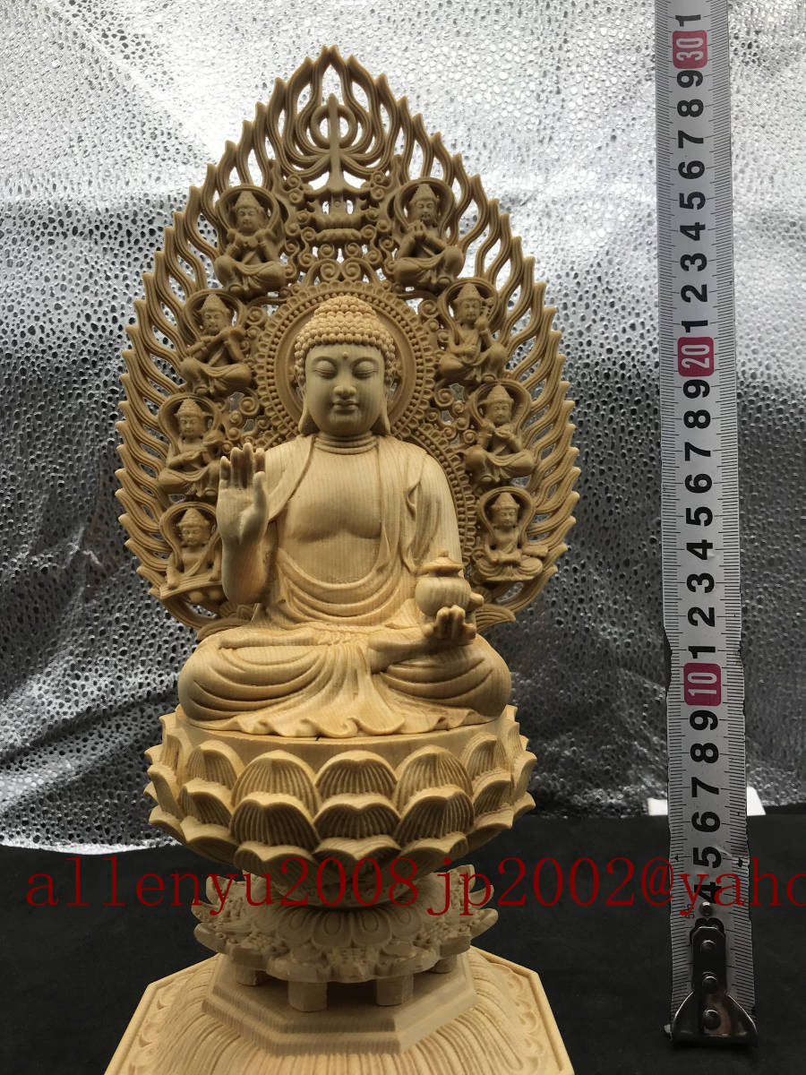 薬師如来 座像 木彫仏像 極上品 供養品 仏教美術品 開運風水-