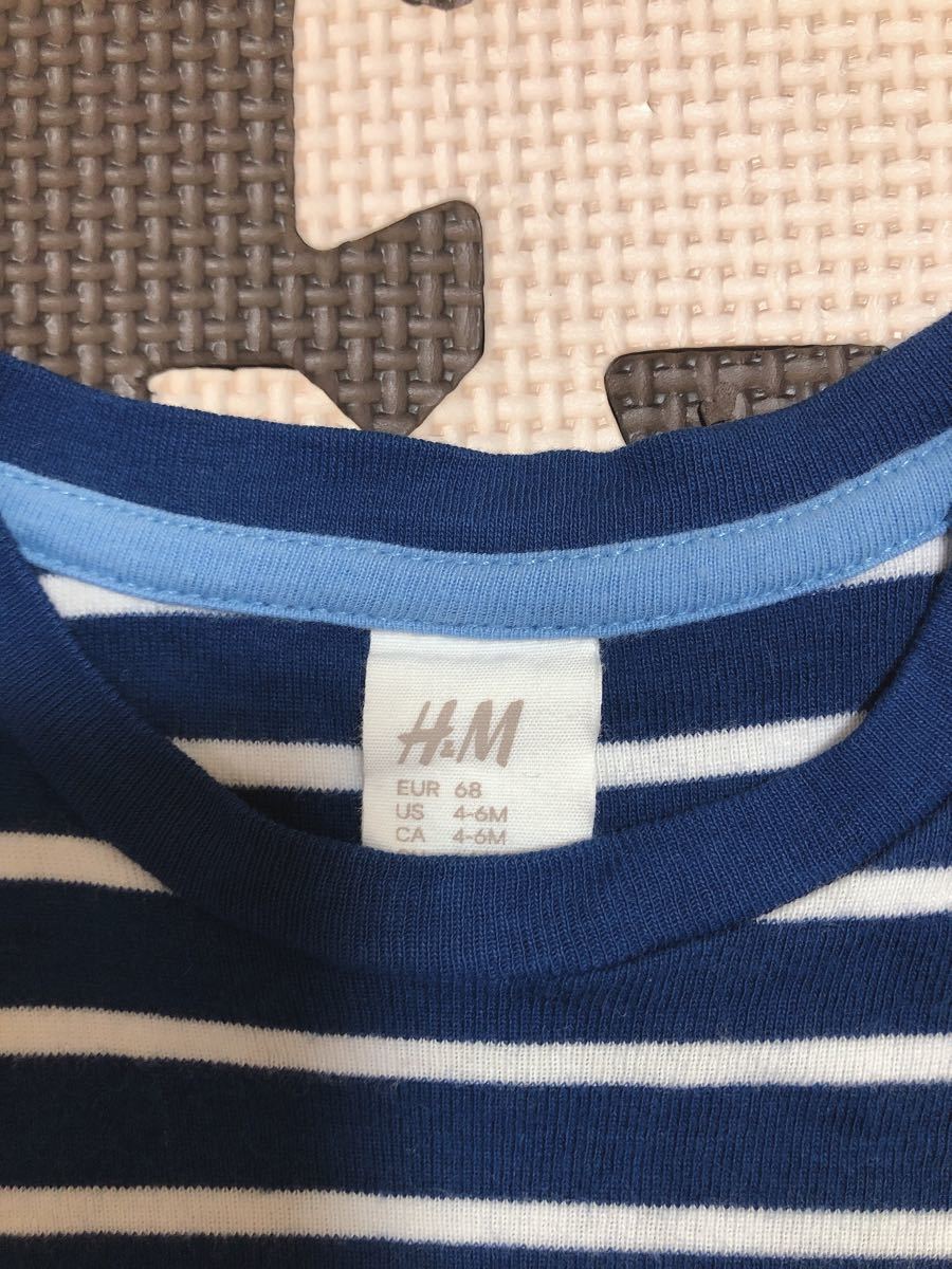 同時購入割引き♪ 美品 H&M エイチアンドエム  ボーダーカットソー 長袖Tシャツ 60〜70cm