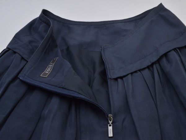 フォクシー FOXEY コットンシルク スカート Skirt Blossom 40サイズ ネイビー レディース j_p F-M12237_画像4