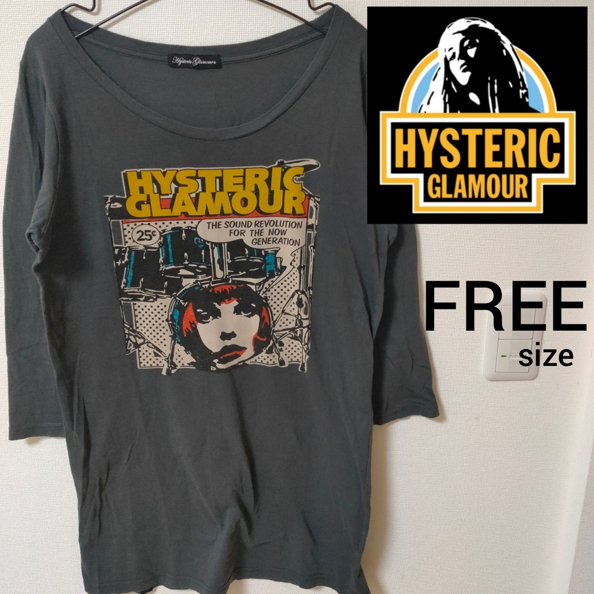 ヒステリックグラマー ロゴTシャツ Tシャツ グレー サイズL 新品未使用