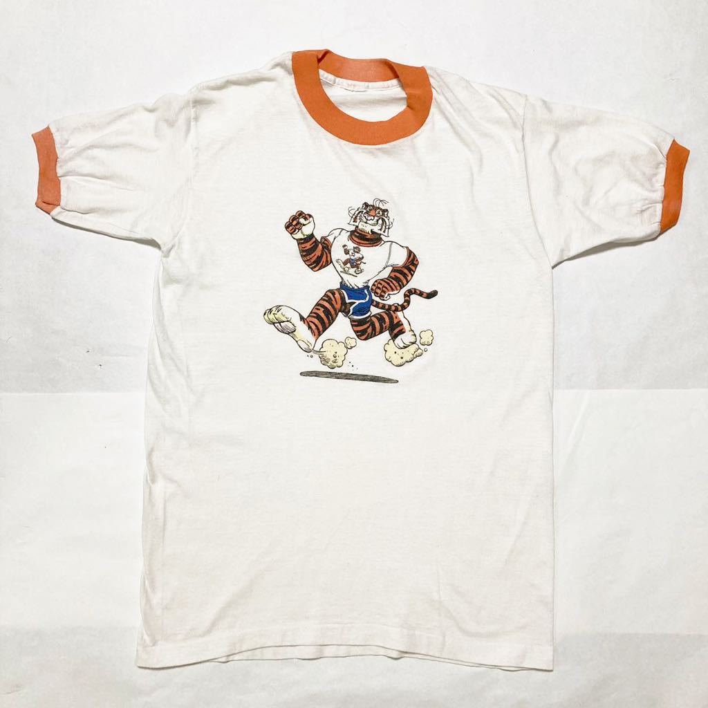 希少 70s 80s vintage esso tiger トリム tシャツ 70年代 80年代 ビンテージ エッソタイガー 企業 キャラクター 古着 アメカジの画像2