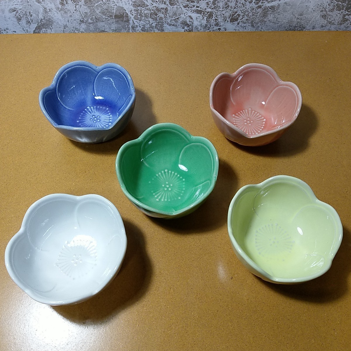 【新品】 お花 梅 桃 桜　小鉢 5個セット　食器　和食器 デザイン食器 前菜 昭和レトロ