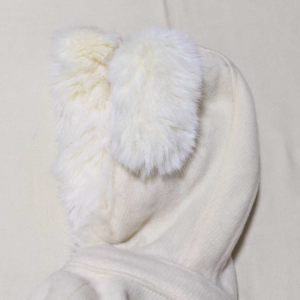 #WW122 Shirley Temple Shirley Temple 100 girl woman ... poncho eggshell white ivory with a hood . ear attaching fake fur 