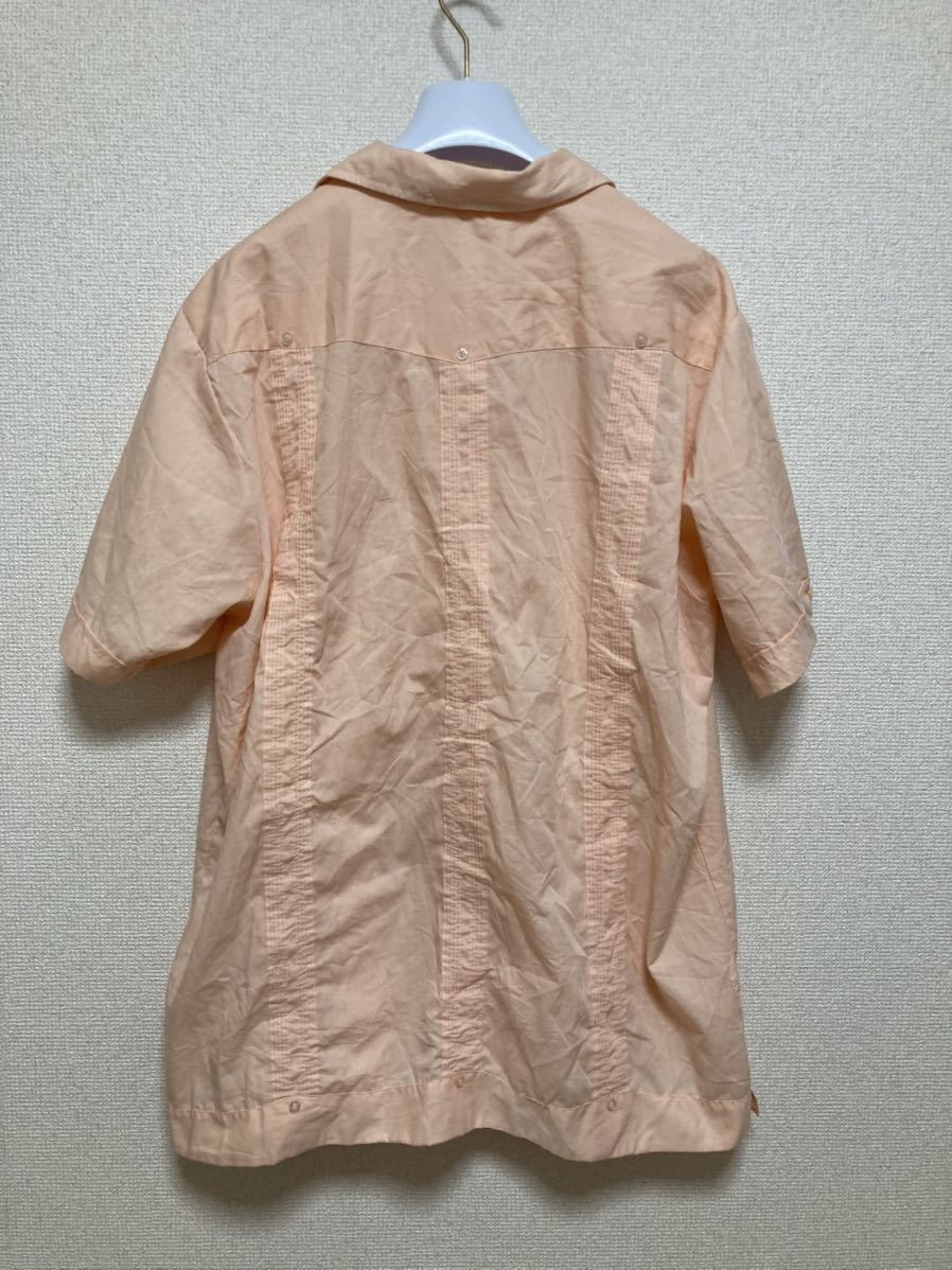 80's USAヴィンテージ ROMANI COLLECTION キューバシャツ 半袖シャツ オープンカラーシャツ XL 薄いオレンジ系 /USA古着_画像2