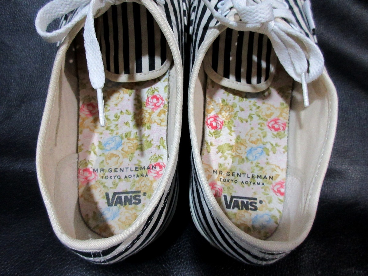 定価15,400円 MR.GENTLEMAN × VANS AUTHENTIC ミスタージェントルマン バンズ コラボ ストライプ スニーカー_画像7