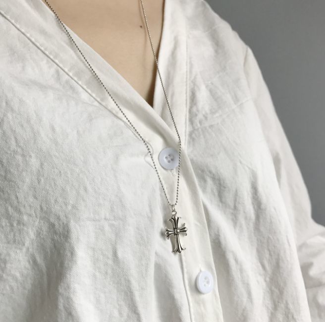  Cross necklace pendant 10 character . 10 character silver 925 silver necklace ball chain men's 