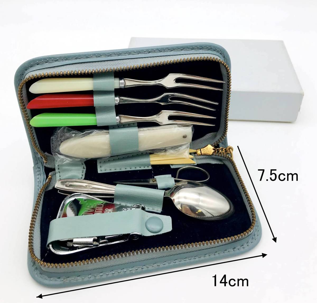 (R3-0223) picnic in the case cutlery set Showa Retro Fork / can opener / tongs / spoon / camp /auuto door 