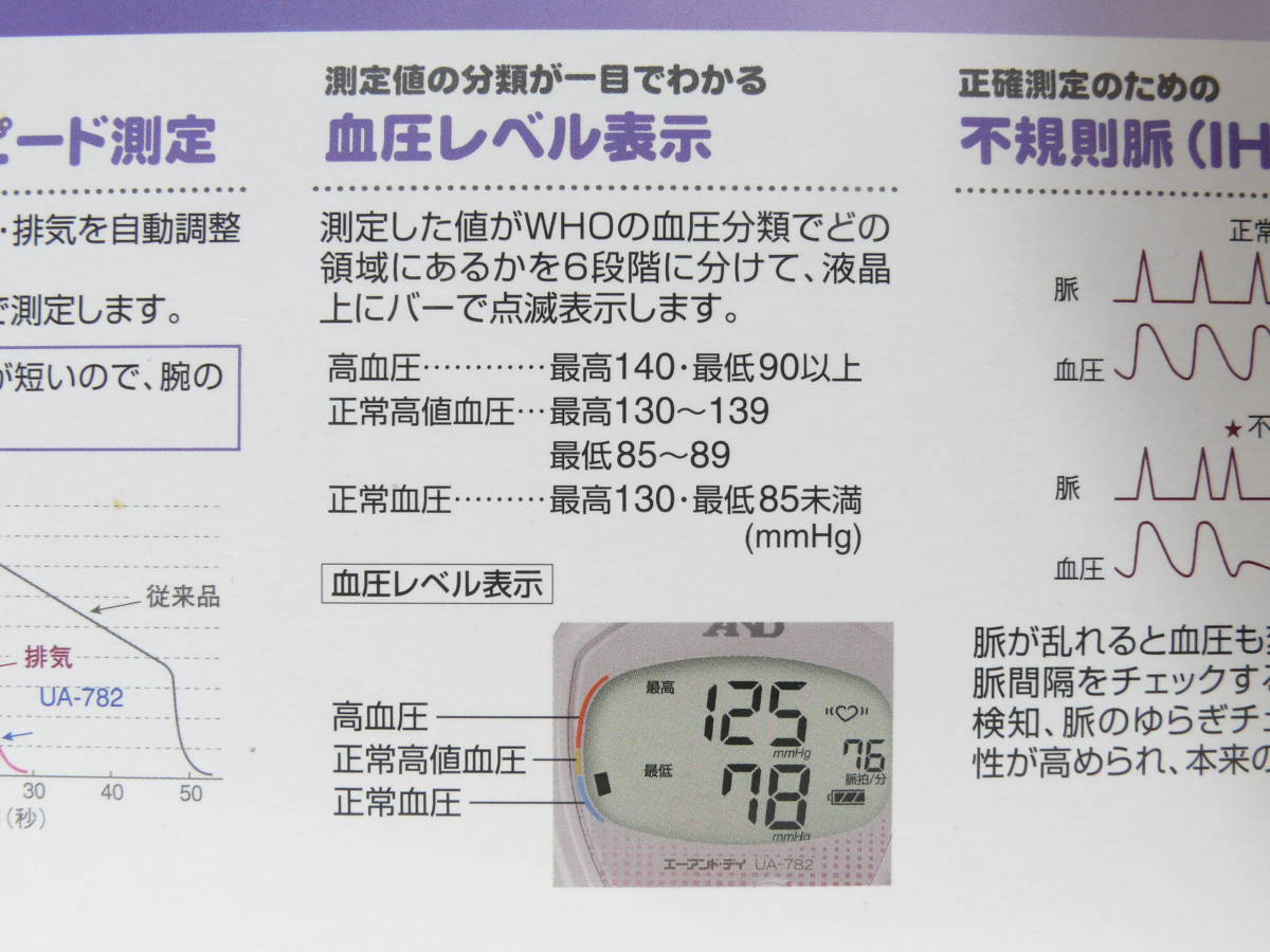 美品 A&Dメディカル デジタル血圧計 UA-782 説明書 箱付 快適ハートの血圧計_画像8