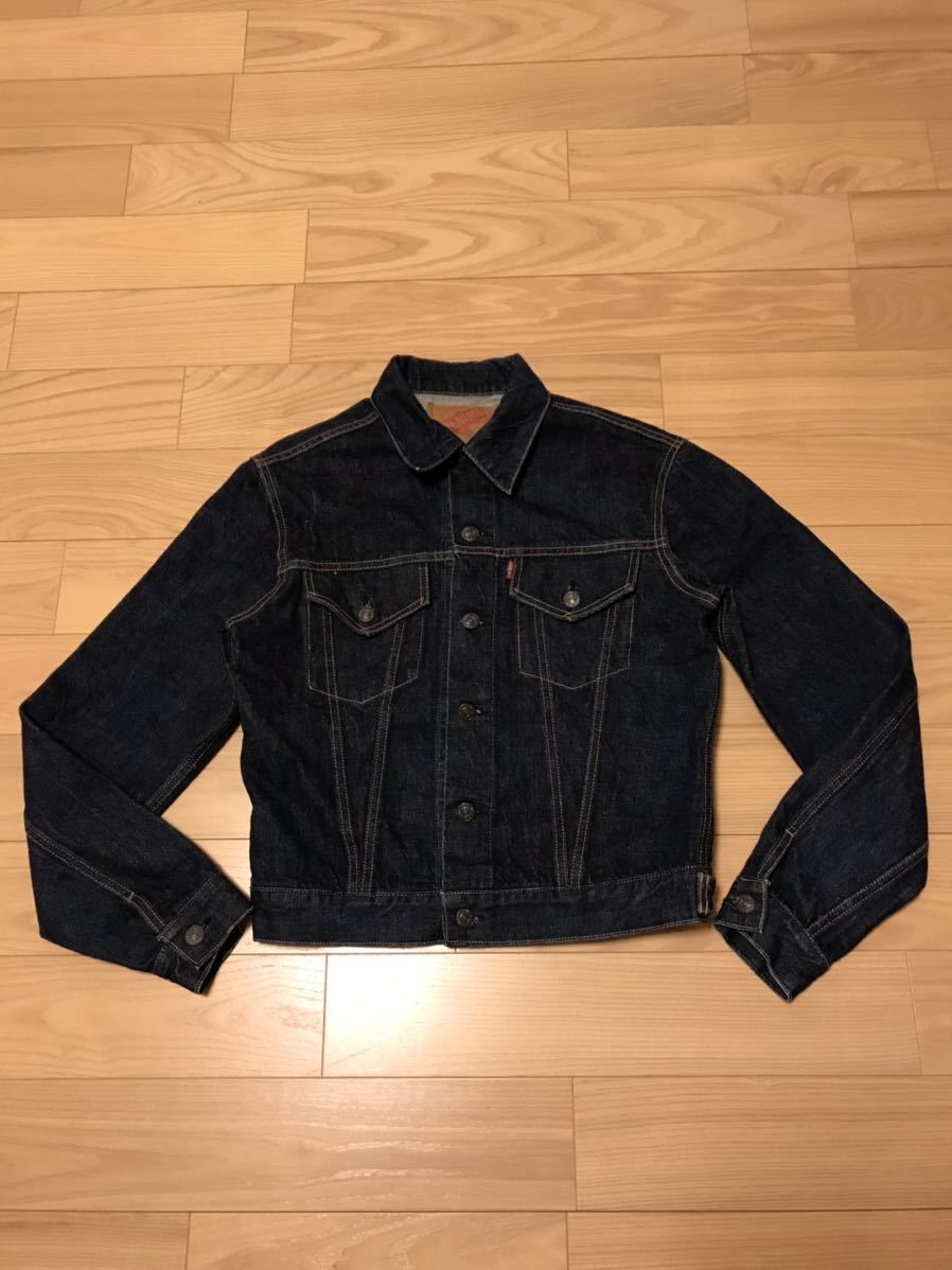 良品☆初期 DENIME／旧ドゥニーム L縮有　ビンテージ60sリーバイス557XXモデル 濃紺デニム 3rdデニムGジャントラッカージャケット D-HG1118_画像1