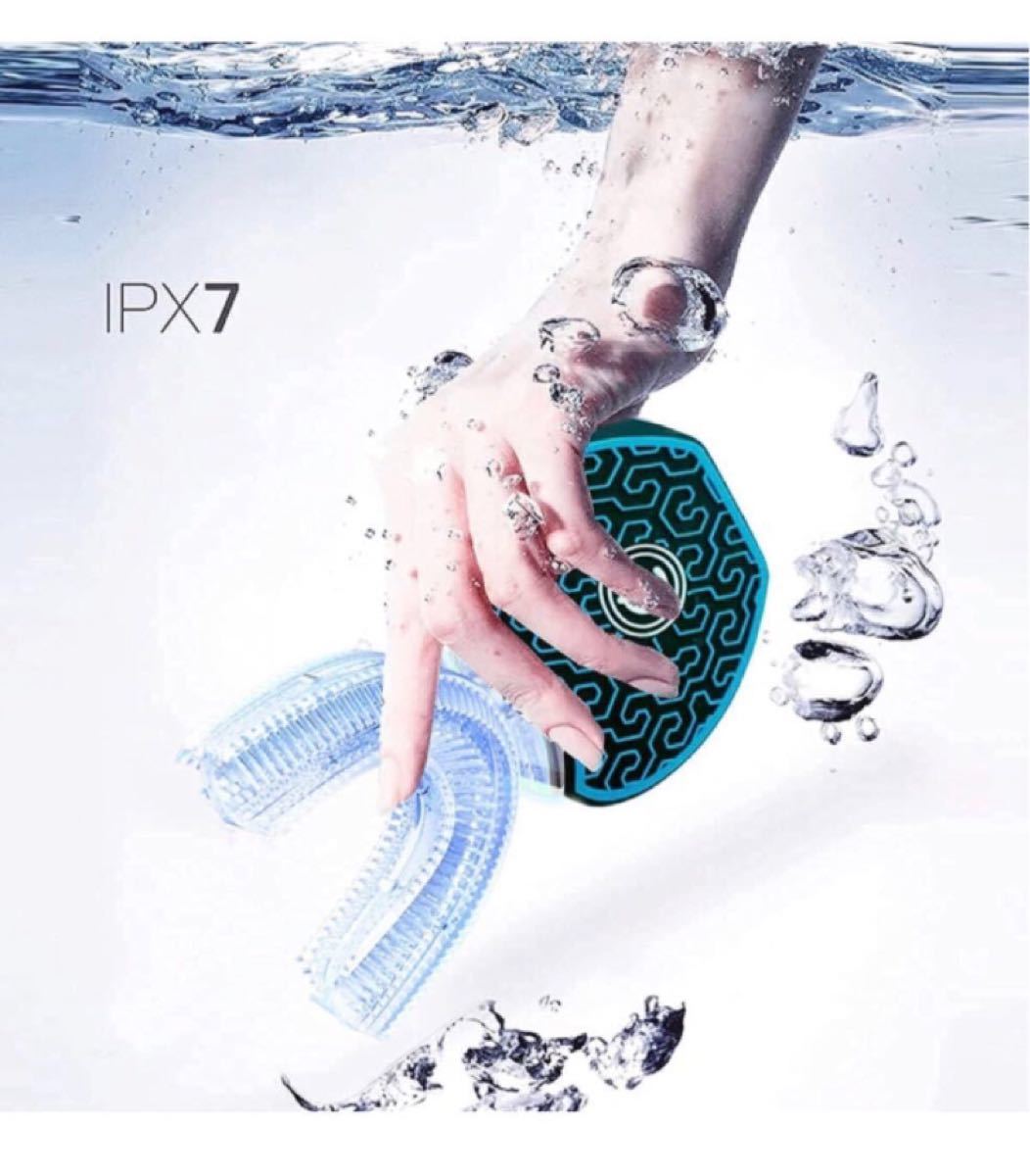 電動歯ブラシ 音波振動歯 ブラシ IPX7防水 四代目 ワイヤレス充電 360°U型 (Black)