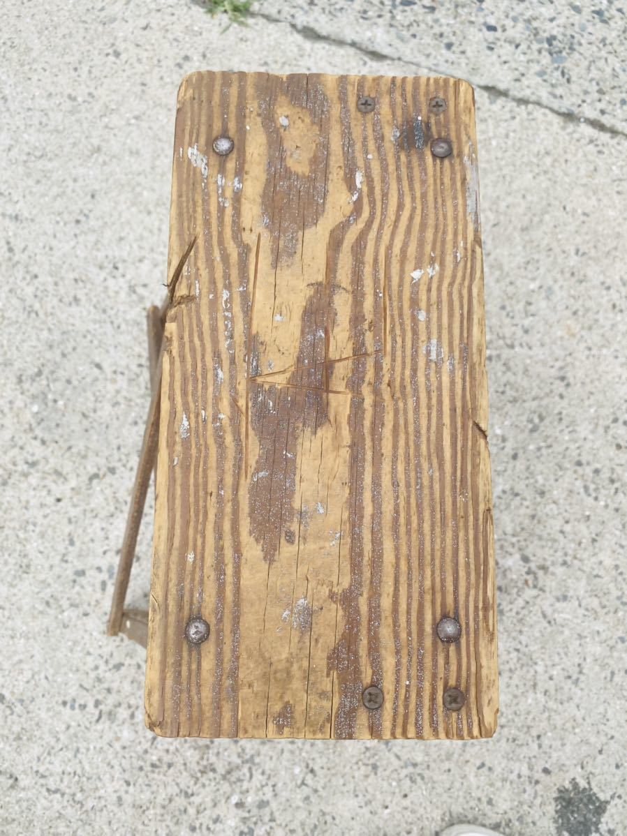 antique / wooden / stepladder / step‐ladder / folding / Showa Retro / interior / display / marks lie/ step / old tool / Vintage / in dust real 