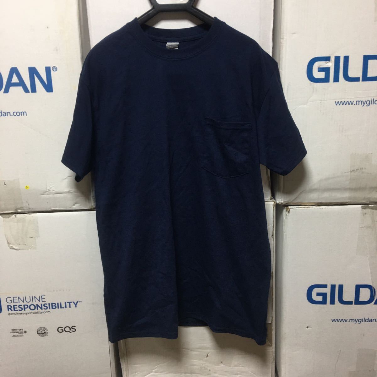 GILDAN ネイビー XLサイズ 紺 ポケット付き 注目ブランドのギフト 最新最全の ギルダン☆ 6.0oz 半袖無地Tシャツ