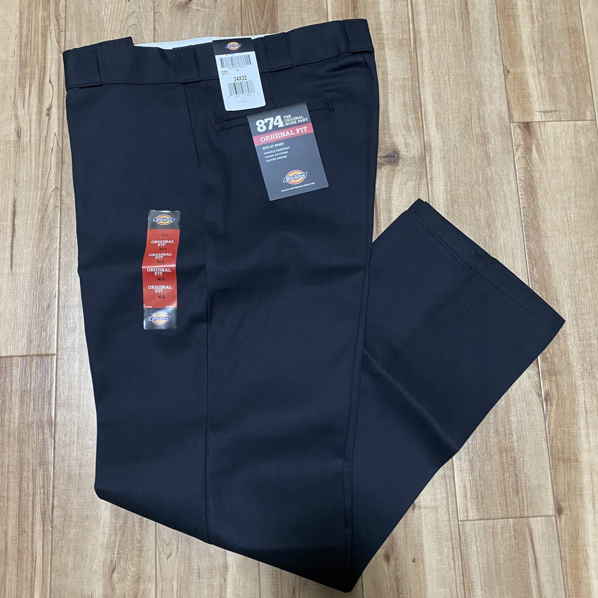 「ディッキーズの代名詞」Original 874 「W34/L32」 USA正規品 ワークパンツ Dickies ブラック (BK) TCツイル生地 スケーター ストリート_画像2