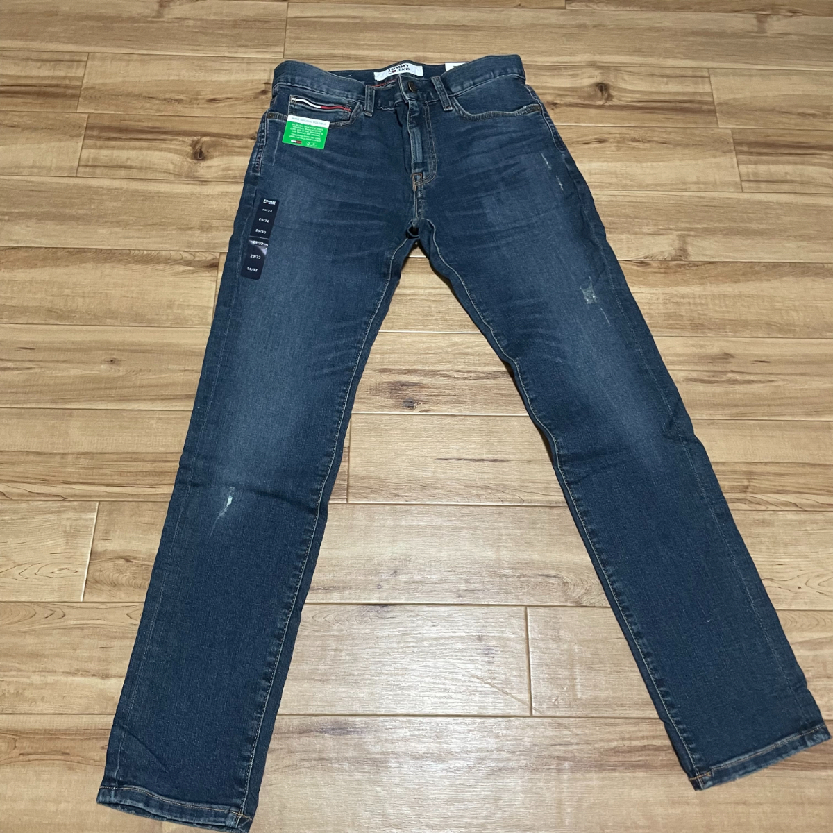 【 JEANS】 トミージーンズ USA正規品 スリムフィット ジーンズ デニム フラッグロゴ 色落ち ヴィンテージ加工 ＜W30×L32＞