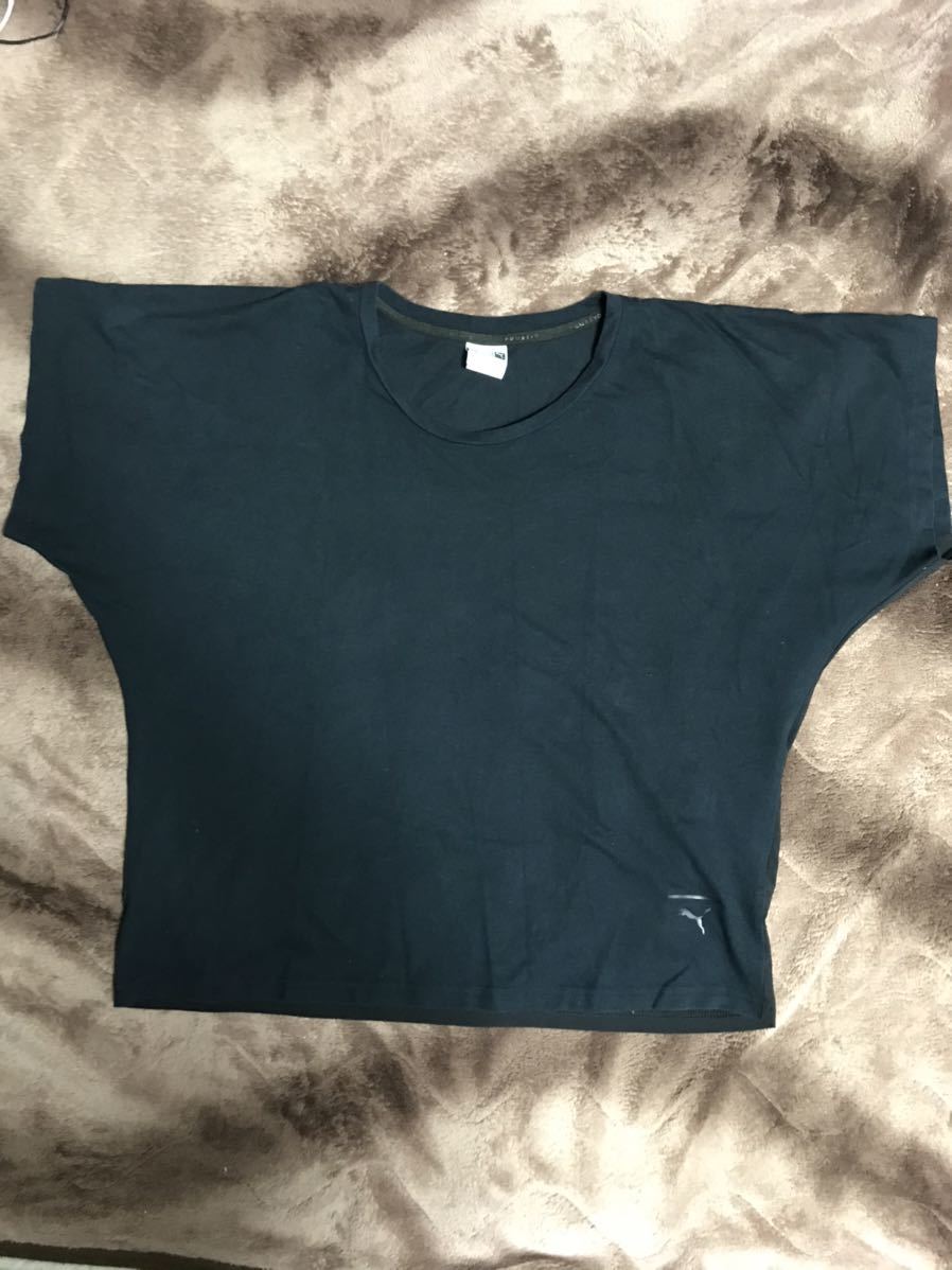 中古品 Tシャツ PUMA EVO レディース 無地 黒色 Lサイズ 送料250円_画像1