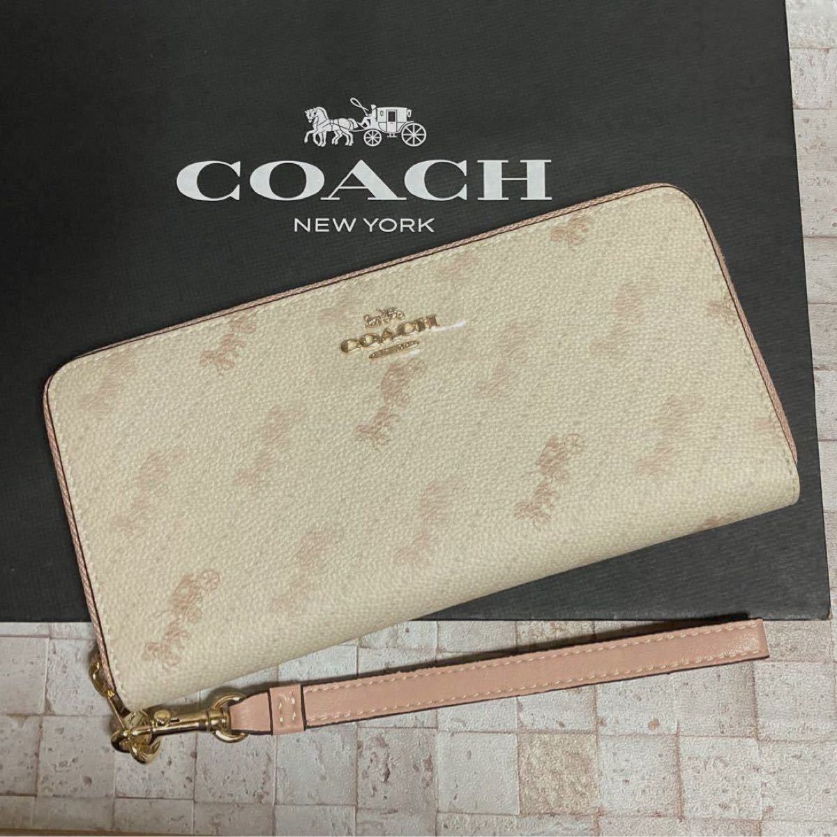 新品 COACH 長財布 ホースアンドキャリッジ ストラップ付き|PayPayフリマ