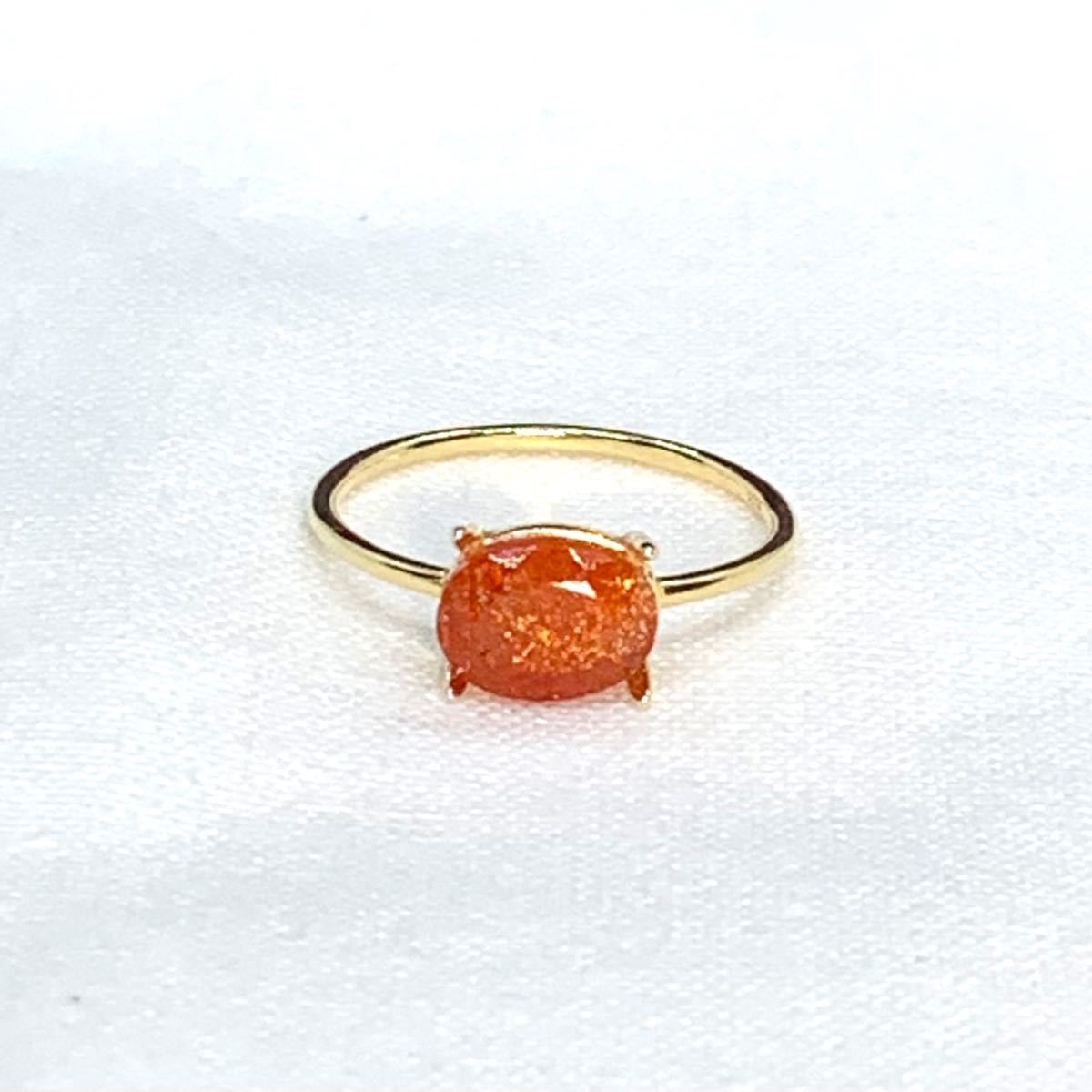 女の子向けプレゼント集結 宝石質 天然石サンストーン 8×6mm ゴールド