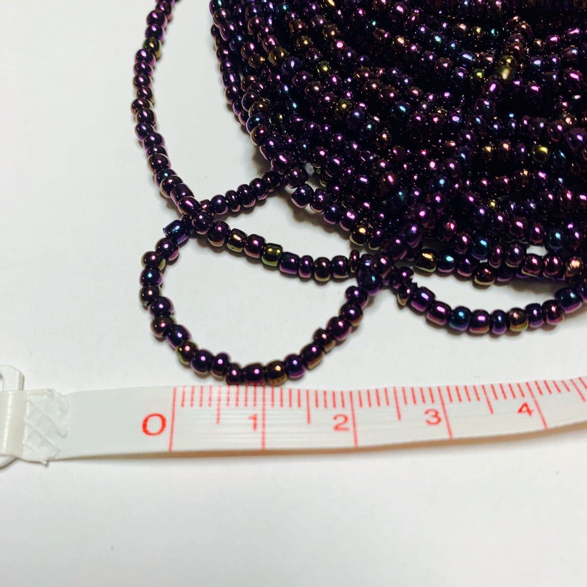 糸通しビーズ　玉虫紫色　２５本×３束　丸大　外径約3mm