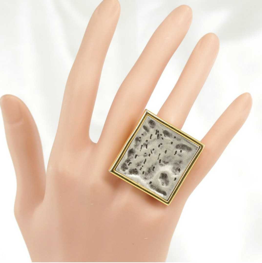  Givenchy GIVENCHY square alloy metal plate ring ring 11 number 