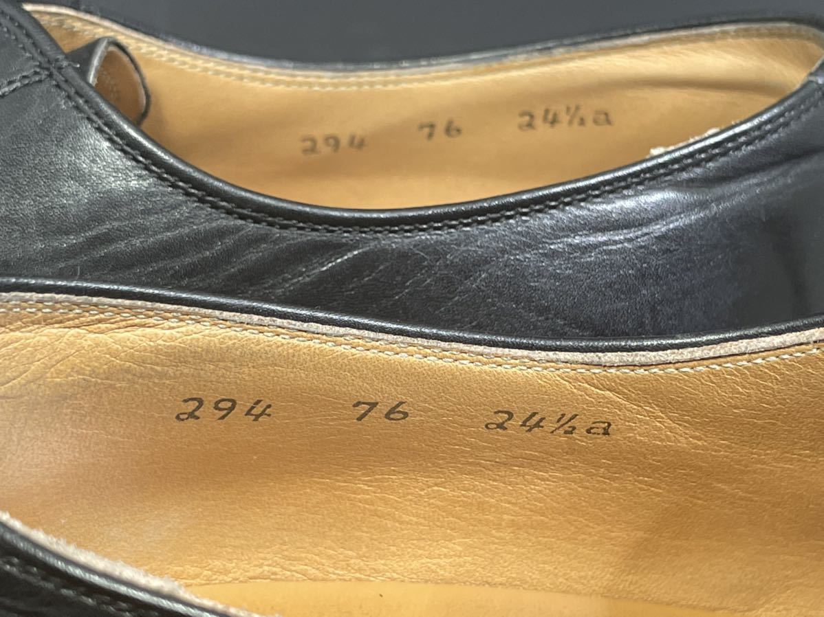 即決 送料込 REGAL リーガル 24.5cmA メンズ Uチップ 外羽根式 マッケイ製法 本革 革靴 ブラック 黒 294 ビジネスシューズ カジュアル