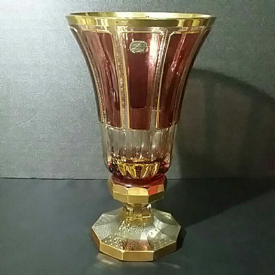 BOHEMIA】☆ボヘミア 金彩 パネル レリーフ フラワーベース☆花瓶