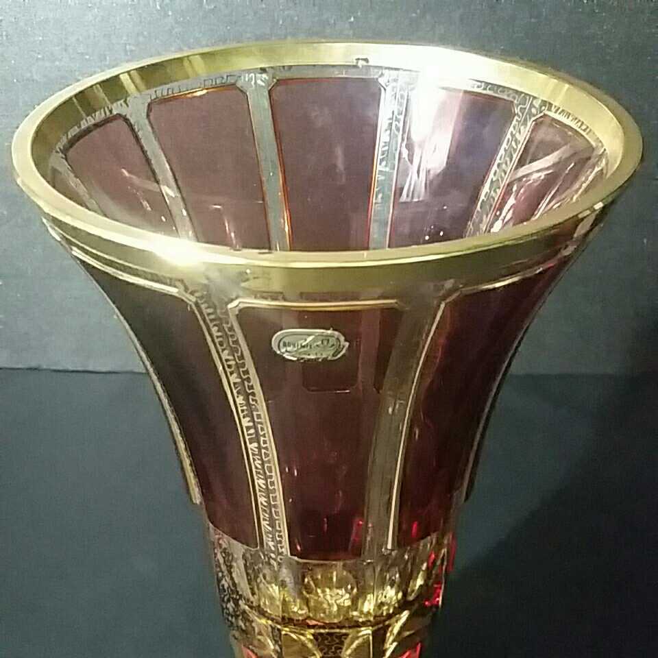 BOHEMIA】☆ボヘミア 金彩 パネル レリーフ フラワーベース☆花瓶