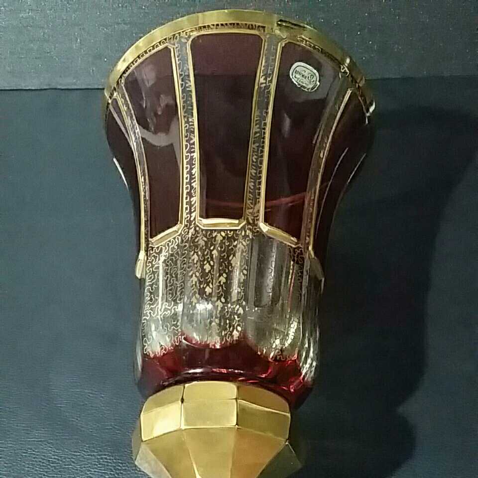 BOHEMIA】☆ボヘミア 金彩 パネル レリーフ フラワーベース☆花瓶