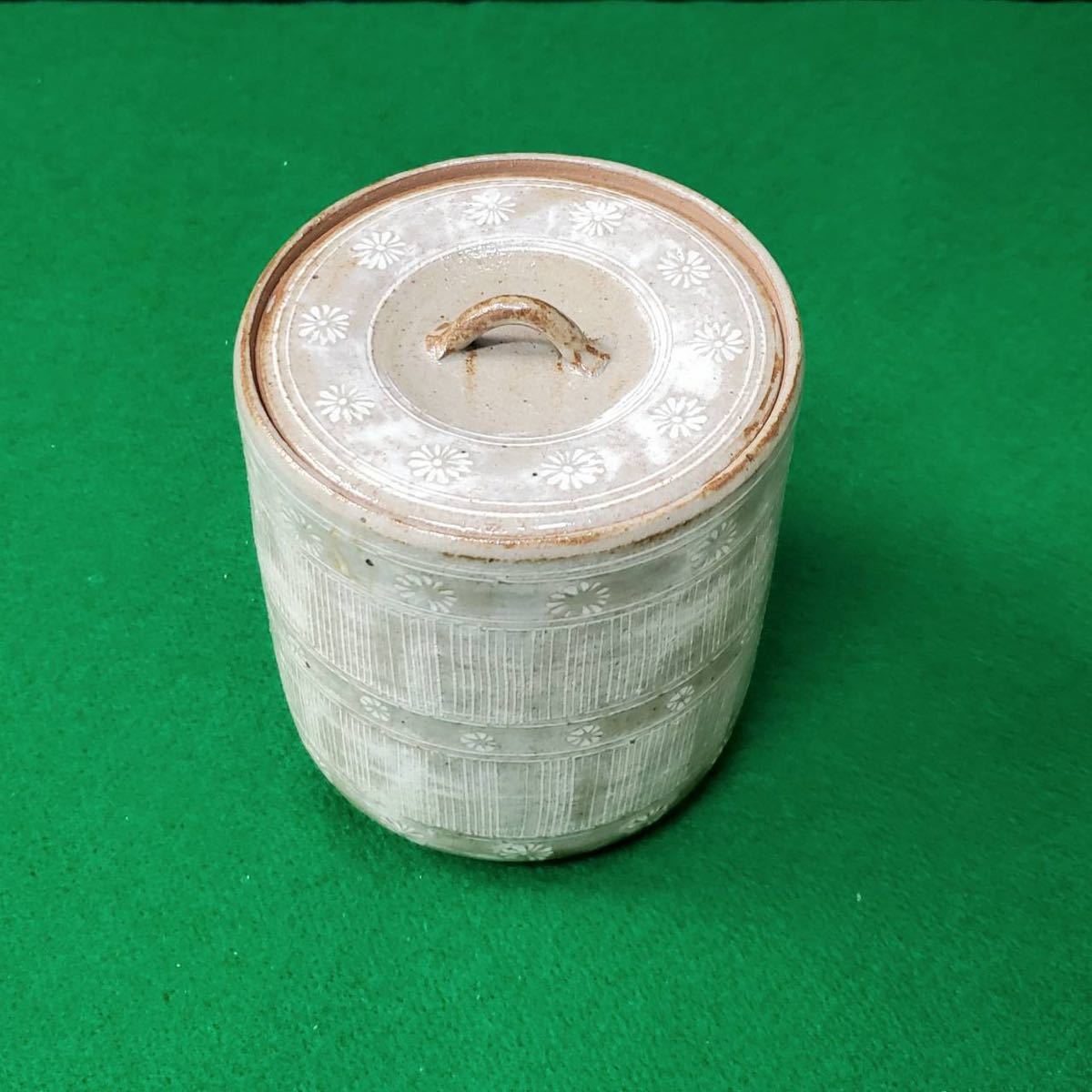 茶道具/茶道/花紋線紋様/蓋付き壺/洗い/水指/焼き物/煎茶道具 | JChere