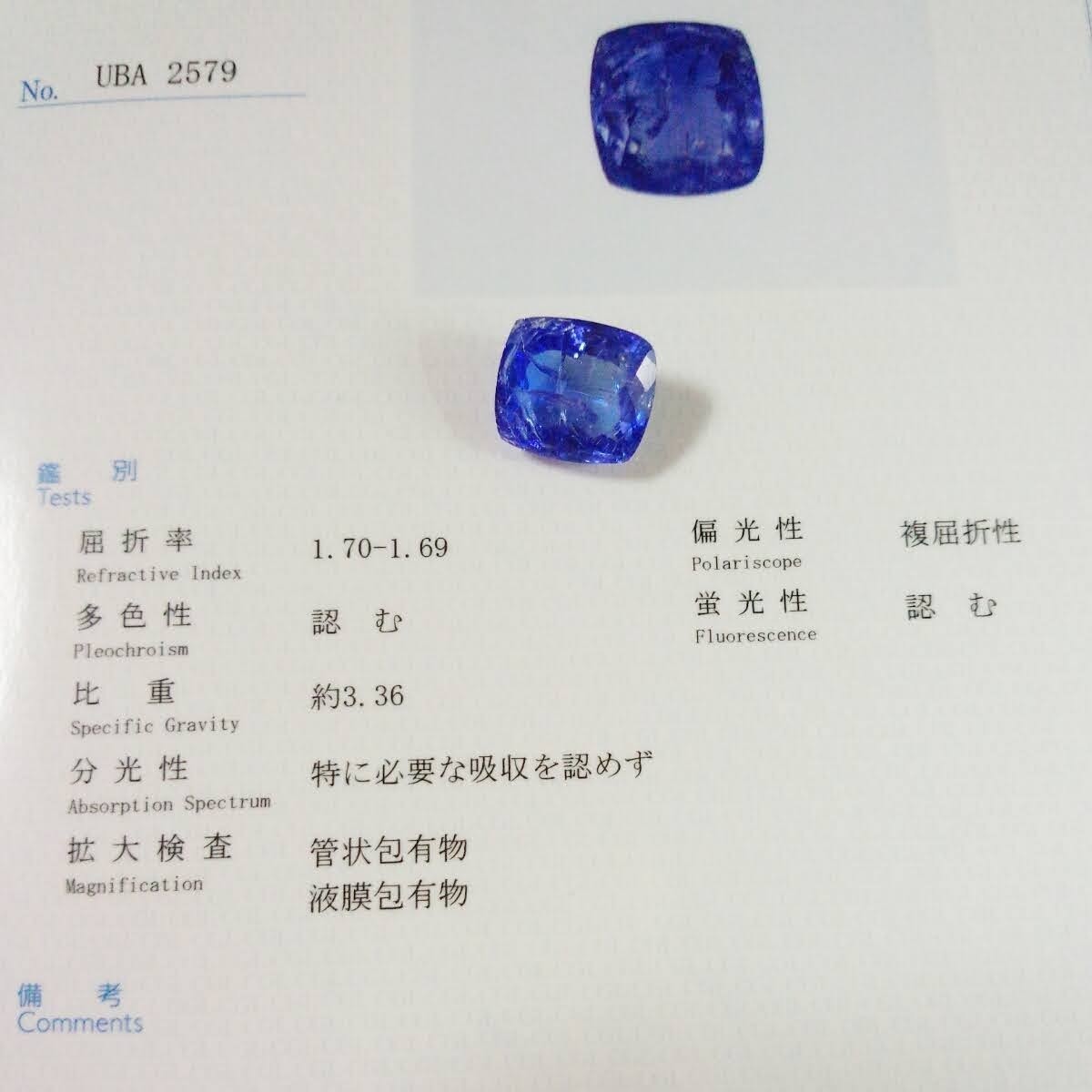 迸る煌き 特大天然タンザナイト 17 478ct 中央鑑別書付き ルース 裸石