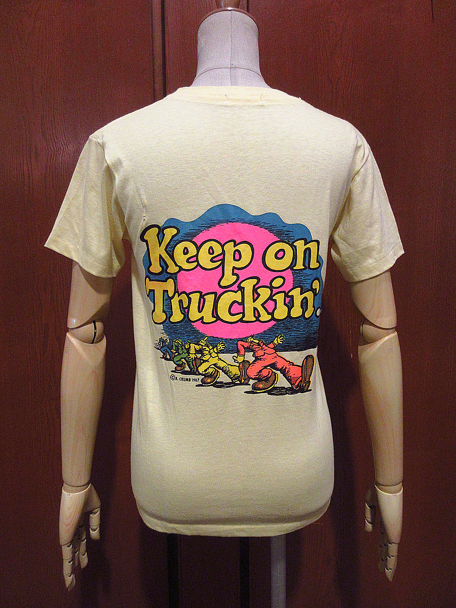 ビンテージ70's●Munsingwear Keep On Truckin'ボーイズバックプリントTシャツレモンイエローsize 16●210711r4-k-tshキープオントラッキン_画像1