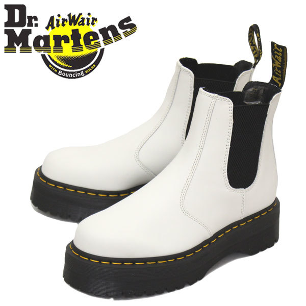 【代引き不可】 2976 25055100 (ドクターマーチン) Dr.Martens 正規 QUAD UK6-約25.0cm WHITE レザーブーツ チェルシー サイドゴア UK6