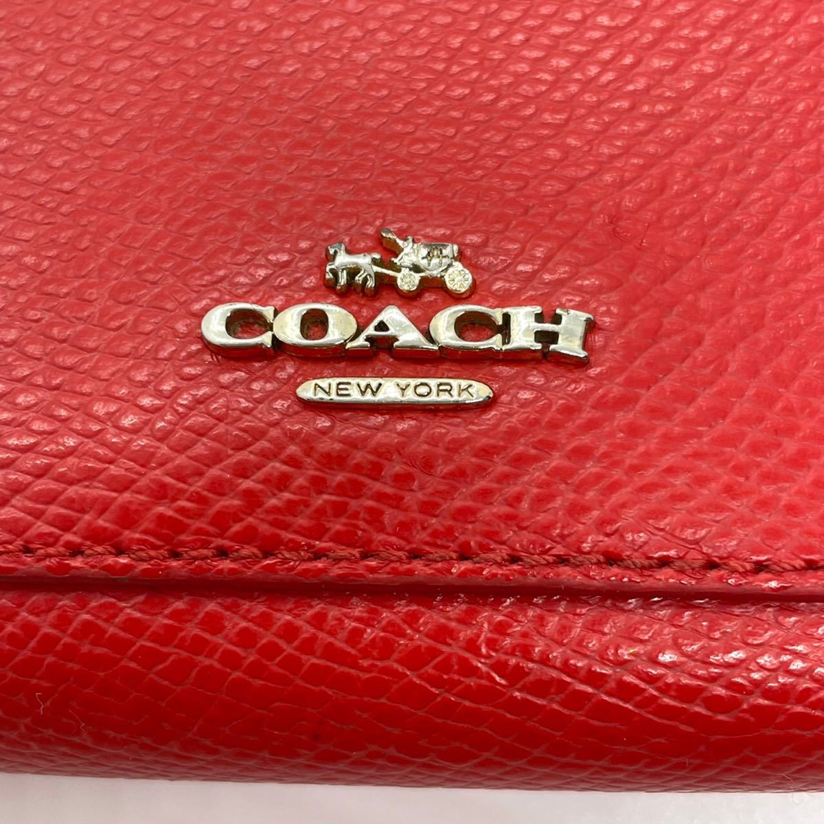 COACH コーチ 長財布 ICカードポケット付 赤 ラウンドジップ 財布 コーチ長財布 ラグジュアリー レザー アコーディオン ジップ アラウンド