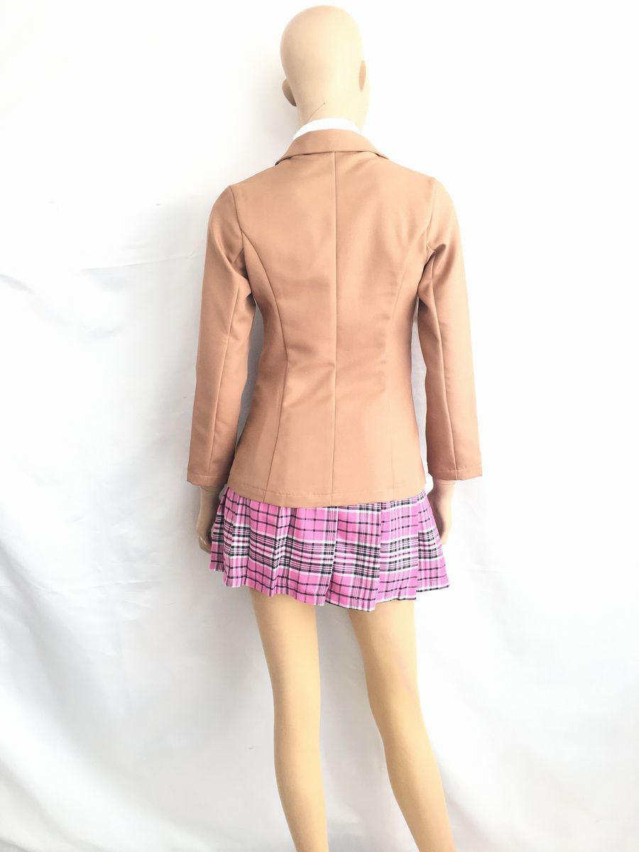 新品 未使用 送料無料bs31ブレザー服 チェックスカート リボン桜制服コスプレ個性をプラス ミニスカ制服 ピンクチェック柄がラブリー学生服