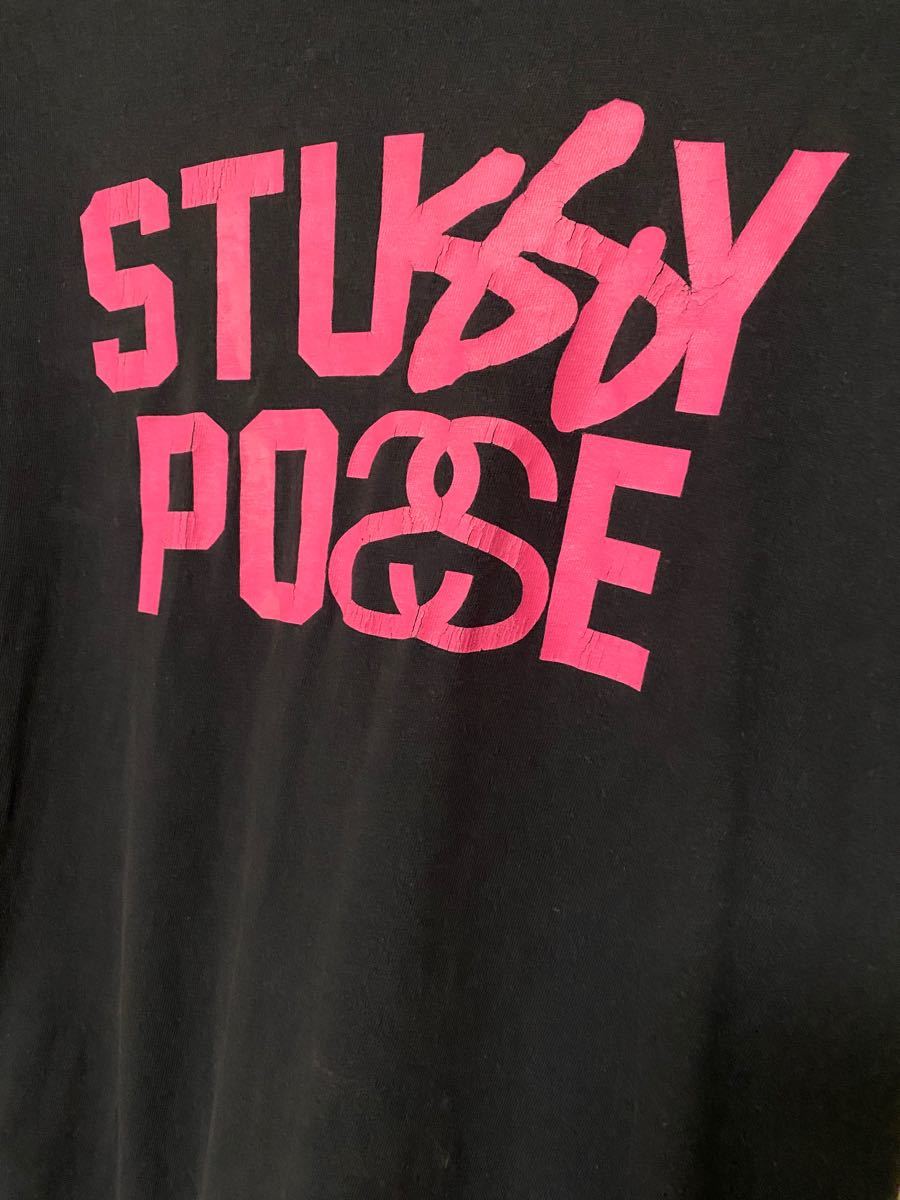 Paypayフリマ 貴重 Styssy ステューシー ピンクロゴtシャツ ネイビーsサイズ