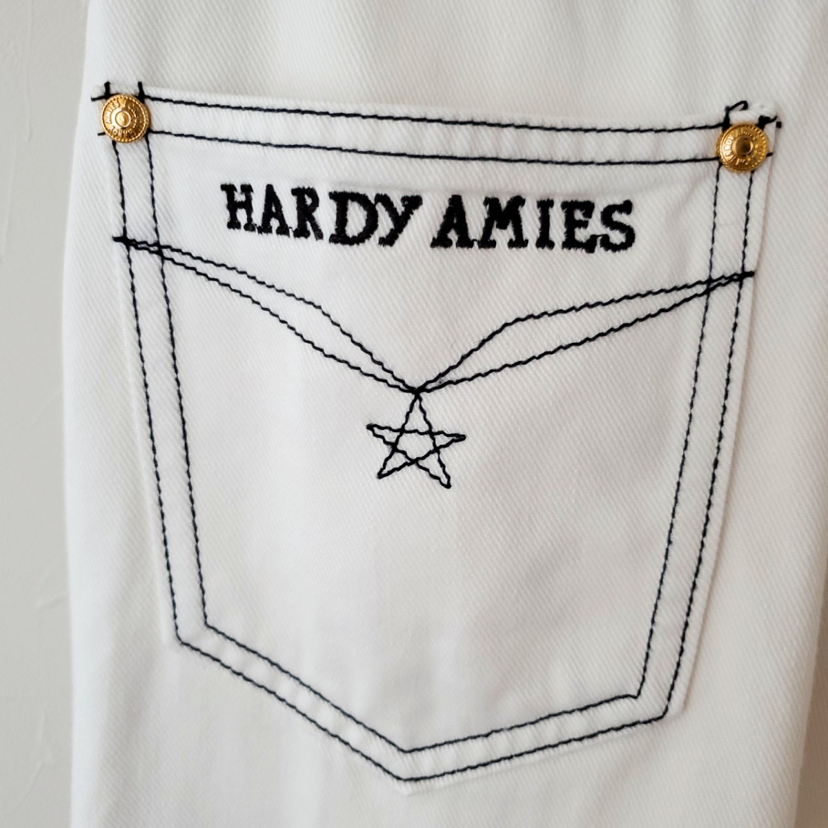 HARDY AMIES/刺繍ホワイトデニムパンツ/サイズ62/ハーディエイミス