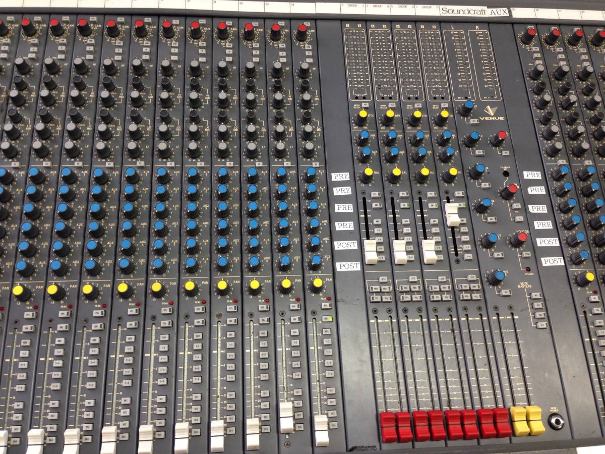 yw210722-004F Soundcraft VENUE mono36ch Aux6ch matrix8ch アナログミキサー CPS750専用電源 インサート用Yパラケーブル付き 現状品_画像3