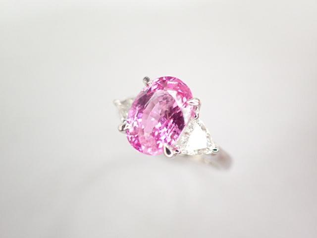 美品 Pt900 ピンクサファイア2.29ct ダイヤ計0.43ct デザイン リング 指輪