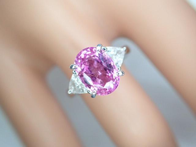 美品✨天然ダイヤモンド ピンク サファイア プラチナ リング 指輪 Pt900-