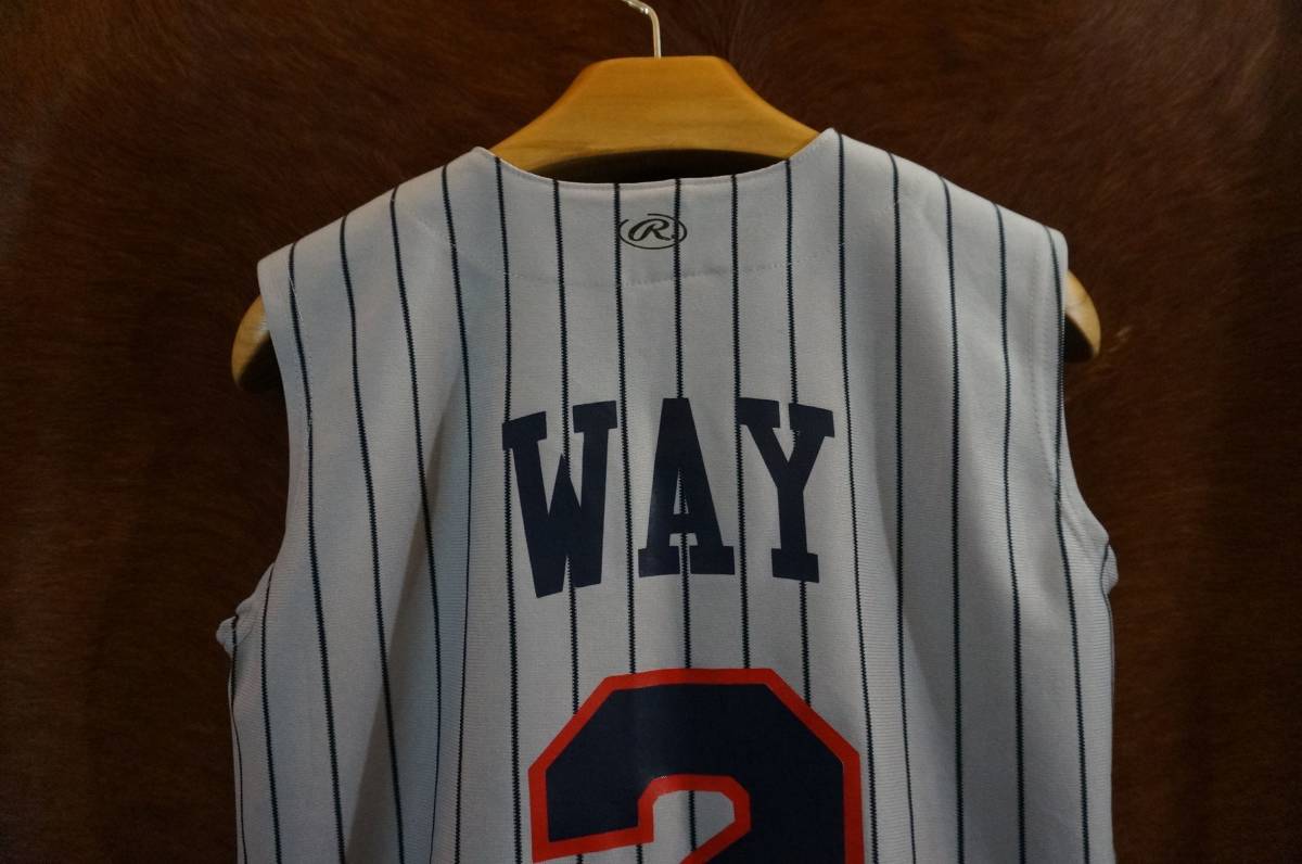 ローリングス Rawlings グレー ピンストライプ P WAY 2 ベースボール ジャージ ノースリーブ ユニフォーム YOUTH L M-S W-M_画像5