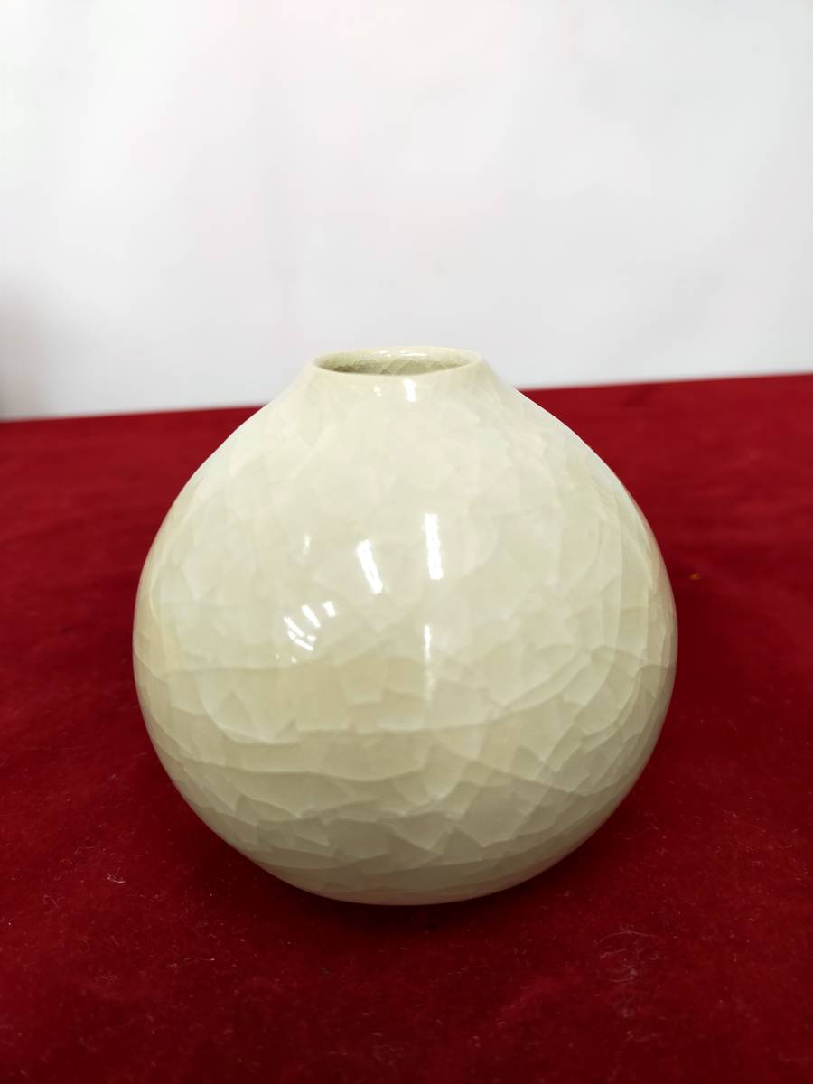 今泉毅 作 小壺 一輪挿し 氷裂文 共布 共箱 本物保証 陶芸 陶芸作家 (S