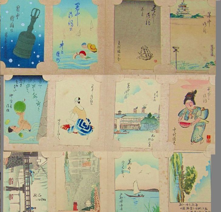 お得セット 昭和初期頃 木版画 89種 趣葉会作品集 暑中見舞い集 rh ...