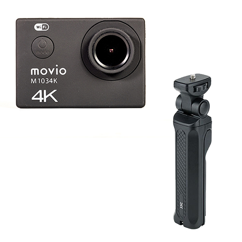 NAGAOKA WiFi機能搭載 高画質4K Ultra HD アクションカメラ + ミニトライポッド M1034K+VJJC-TP-U1(l-4589452995721)