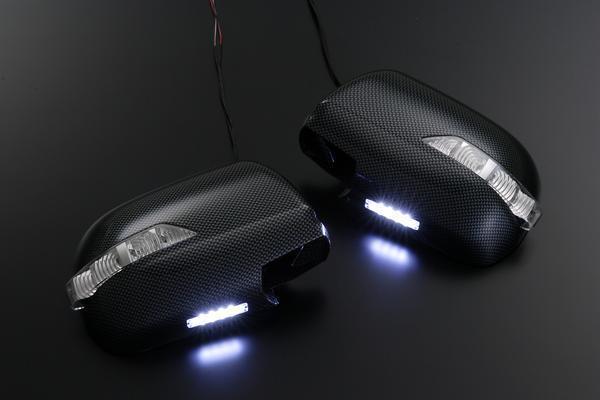 クルーガー LED ウインカー ミラー フットランプ付 カーボン調 カバー交換式 ドアミラーウインカー_画像3