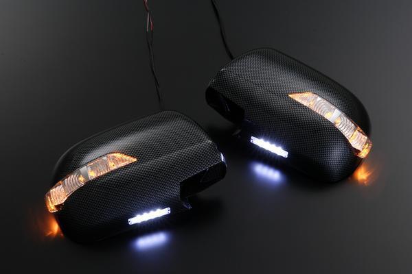 クルーガー LED ウインカー ミラー フットランプ付 カーボン調 カバー交換式 ドアミラーウインカー_画像1