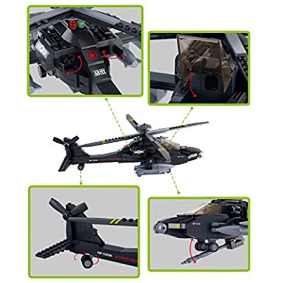 【大型】AH-64 アパッチ 攻撃ヘリコプター レゴ 互換 ブロックトイ