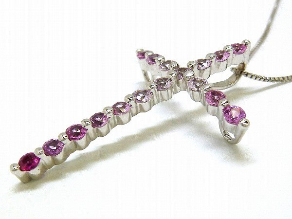 ☆新品☆『ピンクサファイア 1.27ct』K18WGグラデーションペンダント