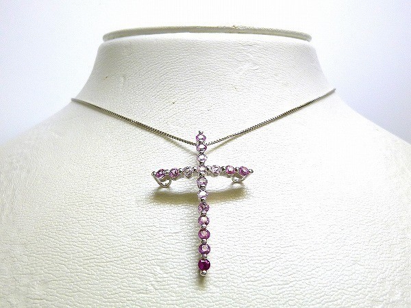 ☆新品☆『ピンクサファイア 1.27ct』K18WGグラデーションペンダント