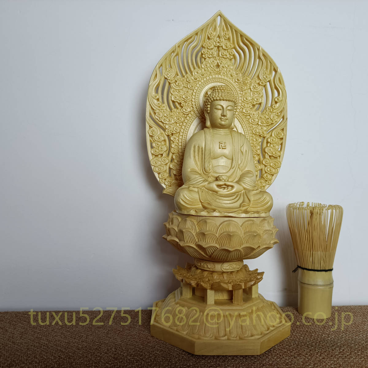 仏教工芸品 極上品 地蔵菩薩 木彫仏像 一刀彫り 開運厄除 置物 桧木製